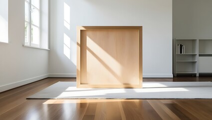 Elegant Frame Poster Mockup in Contemporary Home Interior – Showcase Your Art in a Chic Setting, Ideal for Microstock Photography and Design Projects