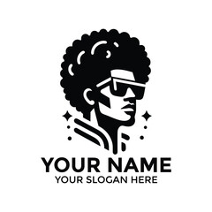 70s, 80s, Stylish Vector Logo Design: Afro Silhouette Head Icon for Creative Branding logo design, elegant, minimal vector head design silhouette vector