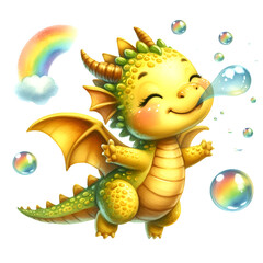 Cute Playful Dragon Watercolor