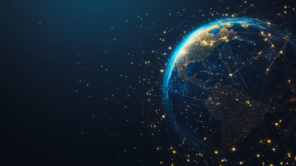Obraz premium background network points Earth's surface wave background Abstract digital wave background information technology background The background is the background. gradient wave digital wave ban