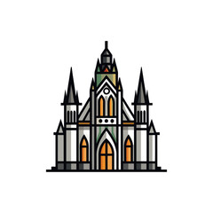 gothic architecture house black and colorful illustration
