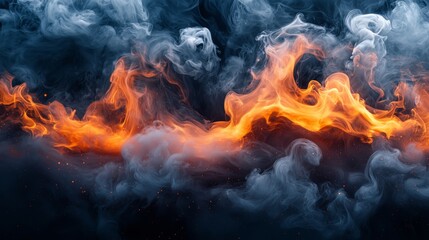 A Captivating Dance of Flames and Smoke in Darkness