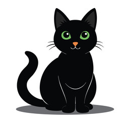 A cute cat  silhouette vector style on white background