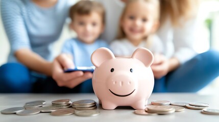 family working with a financial advisor, planning their investments and retirement, with a soft light effect
