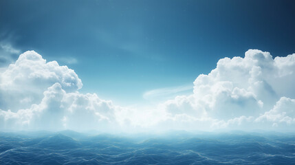 Obraz premium Blue fractal clouds on edge abstract sci-fi background