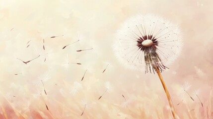 Obraz premium Dandelion Seeds Blowing in the Wind - Delicate Floral Art