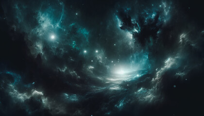 Fototapeta premium A dark sky with a few stars and clouds