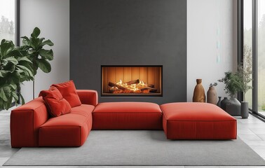 living room with fireplace
