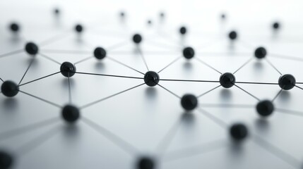 Abstract Network Connection Concept - Black Nodes on White Background