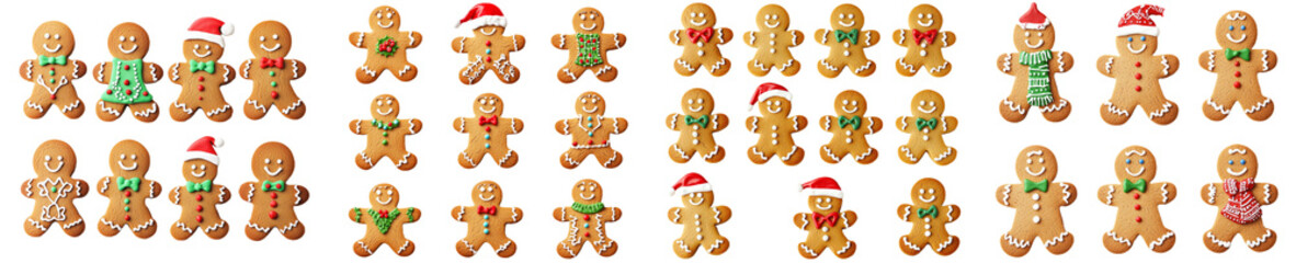 An assortment of various lebkuchen men against a white background