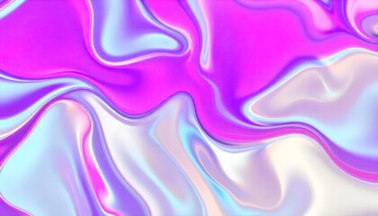 Obraz premium Colorful abstract background made of holographic metal foil. fluid shapes in shades of pink, purple, and blue, liquid metal, foil, wavy with shiny texture. hologram background.