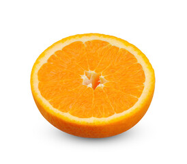 Half Orange fruit isolated on white background.