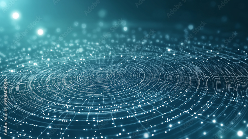Aufkleber digital glowing hud circles with beam of energy into cyberspace. futuristic sci-fi elements with cyb
