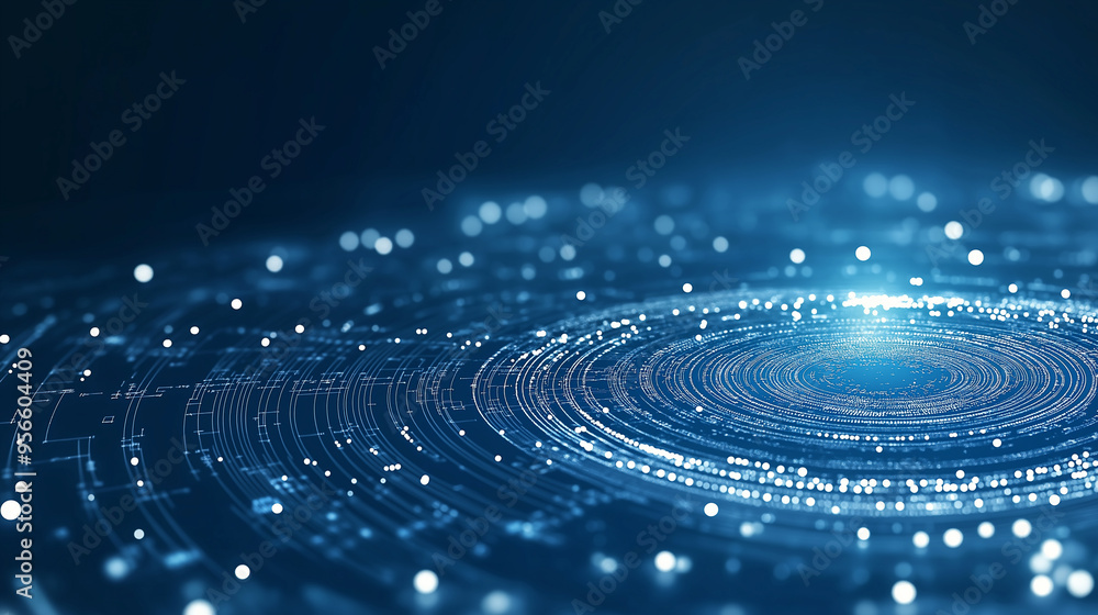 Poster digital glowing hud circles with sparkling energy flash into cyberspace. futuristic sci-fi elements 