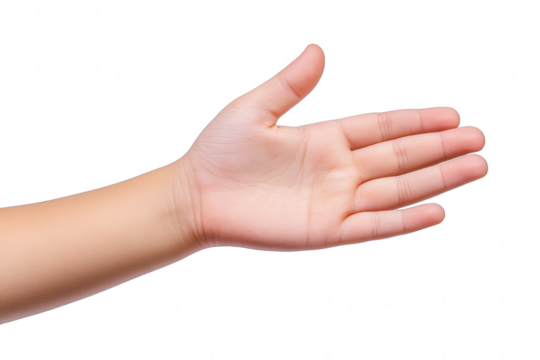 Isolated Open Hand Gesture on Transparent Background for Communication, Support, and Assistance Concepts