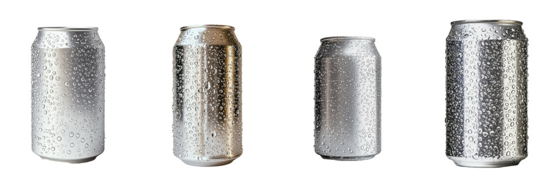An aluminum soda can with water drops isolated on white is 330 ml in size