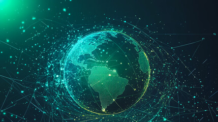 Obraz premium background network points Earth's surface wave background Abstract digital wave background information technology background The background is the background. gradient wave digital wave ban