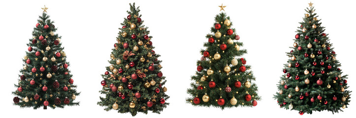 Decorative Christbaum with red berries, arrows, and stars