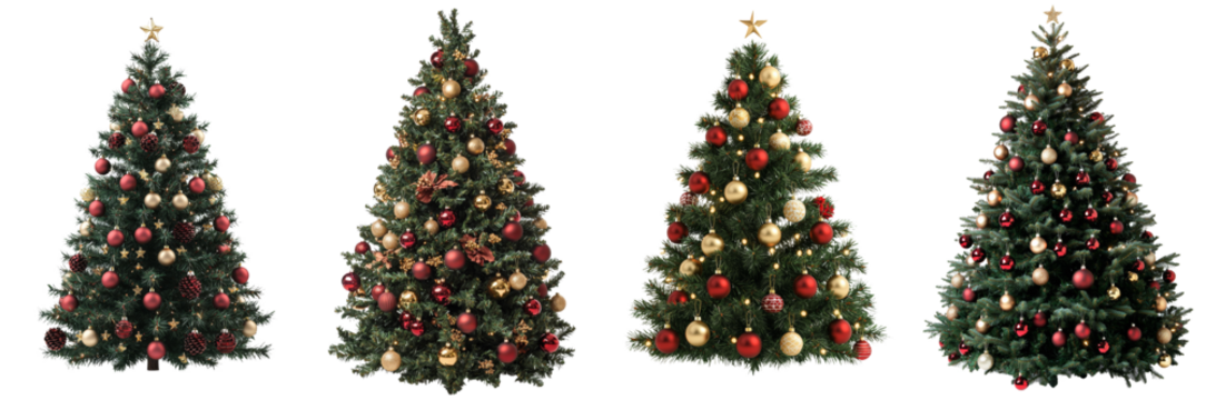 Decorative Christbaum with red berries, arrows, and stars