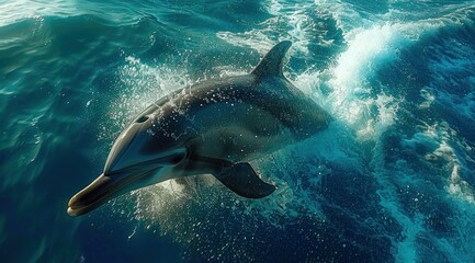 Obraz premium Dolphin Leaping Ocean.