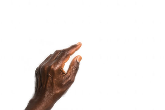 Elderly African Hand Touching Isolated Transparent Background
