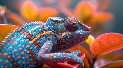 Obraz premium Chameleon on Leaf.