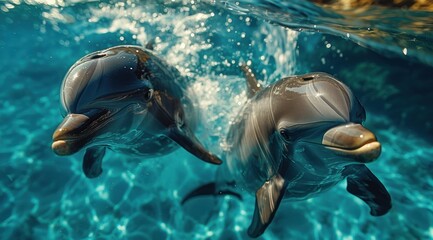 Dolphins Underwater.