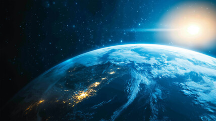 Fototapeta premium 宇宙から見る地球とグローバルSEO