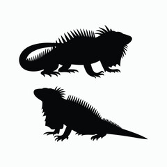 Fototapeta premium Iguana Silhouette Vector Set Animals Illustration Template
