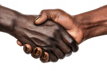 Close-Up of Two African Hands Shaking on Transparent Background for Business Partnership Concept