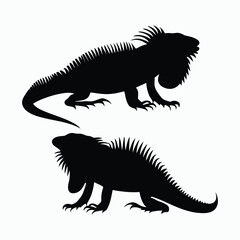 Fototapeta premium Iguana Silhouette Vector Set Animals Illustration Template