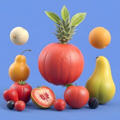 Vibrant 3D Fruits on a Pastel Background