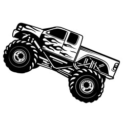 Monster Truck   Oversized Tires   4x4 Vehicle   Off-road Vehicle   Skilled Driver   Extreme Ride   Big Wheels Truck   Big Truck   Original Illustration   Vector and Clipart   Cutfile and Stencil © MEM
