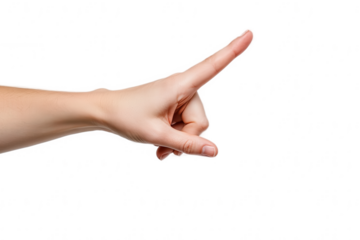Caucasian Hand Pointing Gesture Isolated on Transparent Background for Business and Communication Concepts