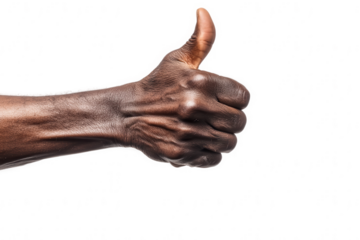 Close-Up of African American Hand Giving Thumbs Up Isolated Transparent Background - Business Approval Concept