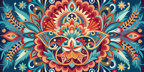 Abstract Floral Pattern with Vibrant Colors