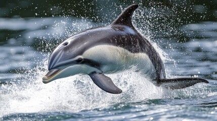 Fototapeta premium The striped dolphin is a lively, social dolphin known for its striking black and white stripes. These acrobatic dolphins are found in warm waters around the world