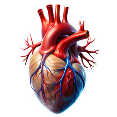 human heart and blood flow on a transparent background. 