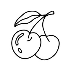 Cherry in doodle style, vector illustration