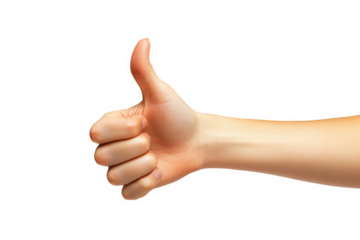 Teen Hand Giving Thumbs Up Gesture on Transparent Background for Positive Feedback and Approval Concepts
