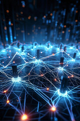 Futuristic AI Network with Dynamic Mesh Design