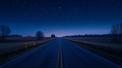 Fototapeta premium 星空の下の車道