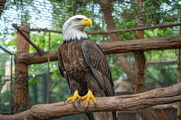 Obraz premium Bald Eagle Perched on a Branch with a Blurred Background