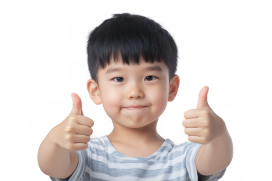Happy Asian Child Giving Thumbs Up Gesture for Positive Messaging, Children & Diversity Concept