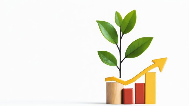 green plant growing with yellow arrow clip art preview