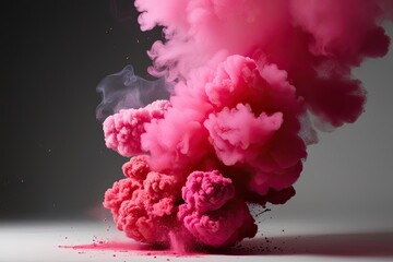 Colorful Pink Smoke Detonation Effect on Clear Media