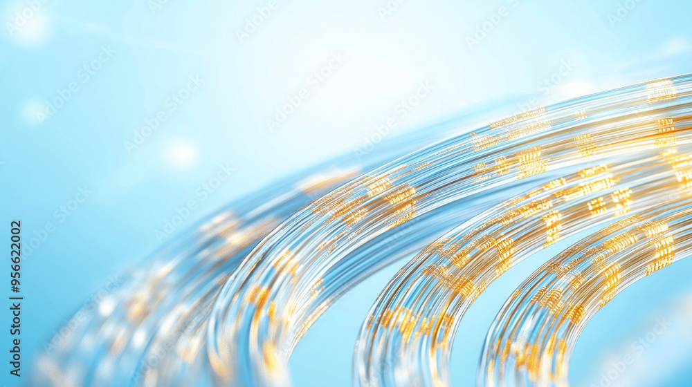Poster optical wires, 3d rendering of sci-fi abstract cables