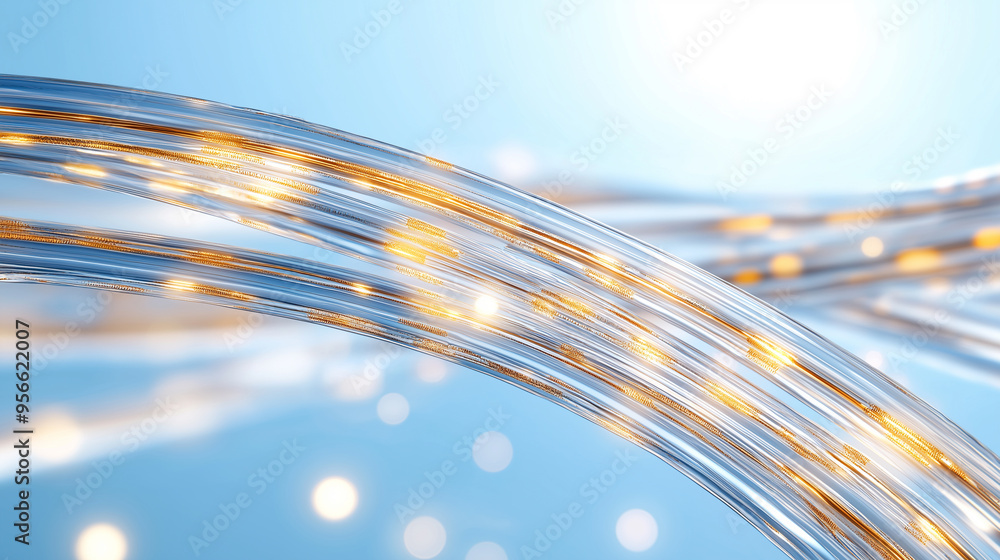 Poster optical wires, 3d rendering of sci-fi abstract cables