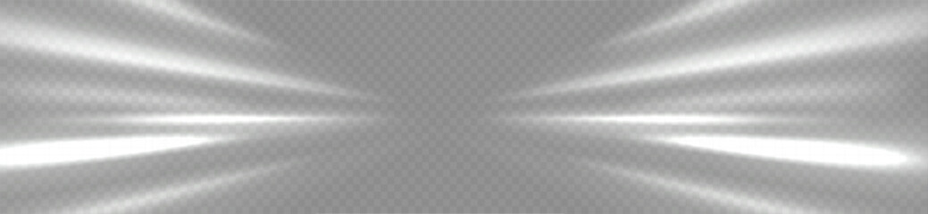 Speed ​​lines and roads are white. High speed concept illustration. Motion light effect for banners. A curved path of light stretched upward. Fast white car.