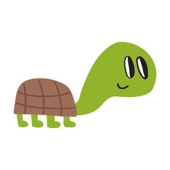 Cute green turtle. Flat design. Vector design. Illustration on white background.